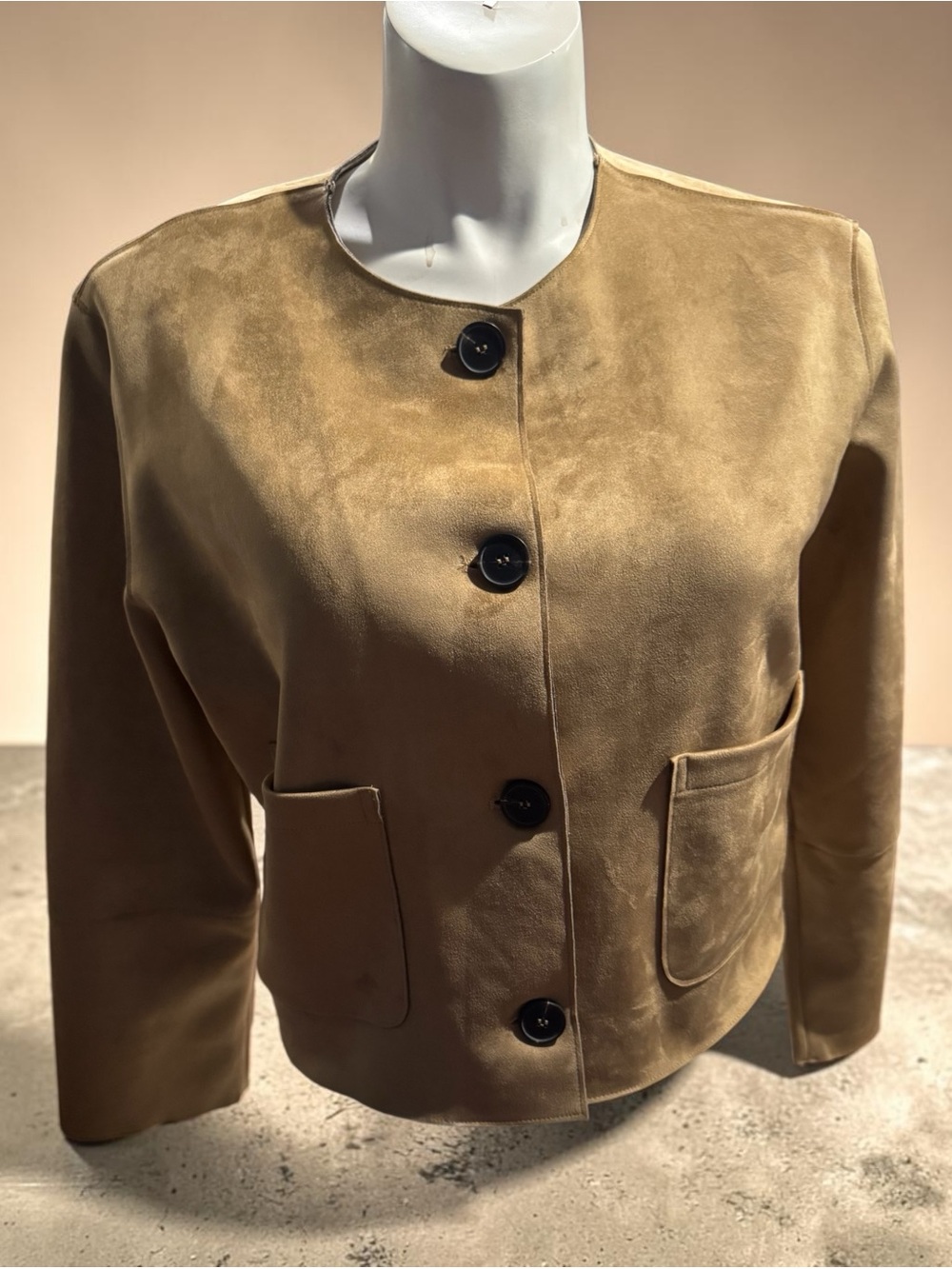 Maeve Tan Faux Suede Button Jacket. NWT